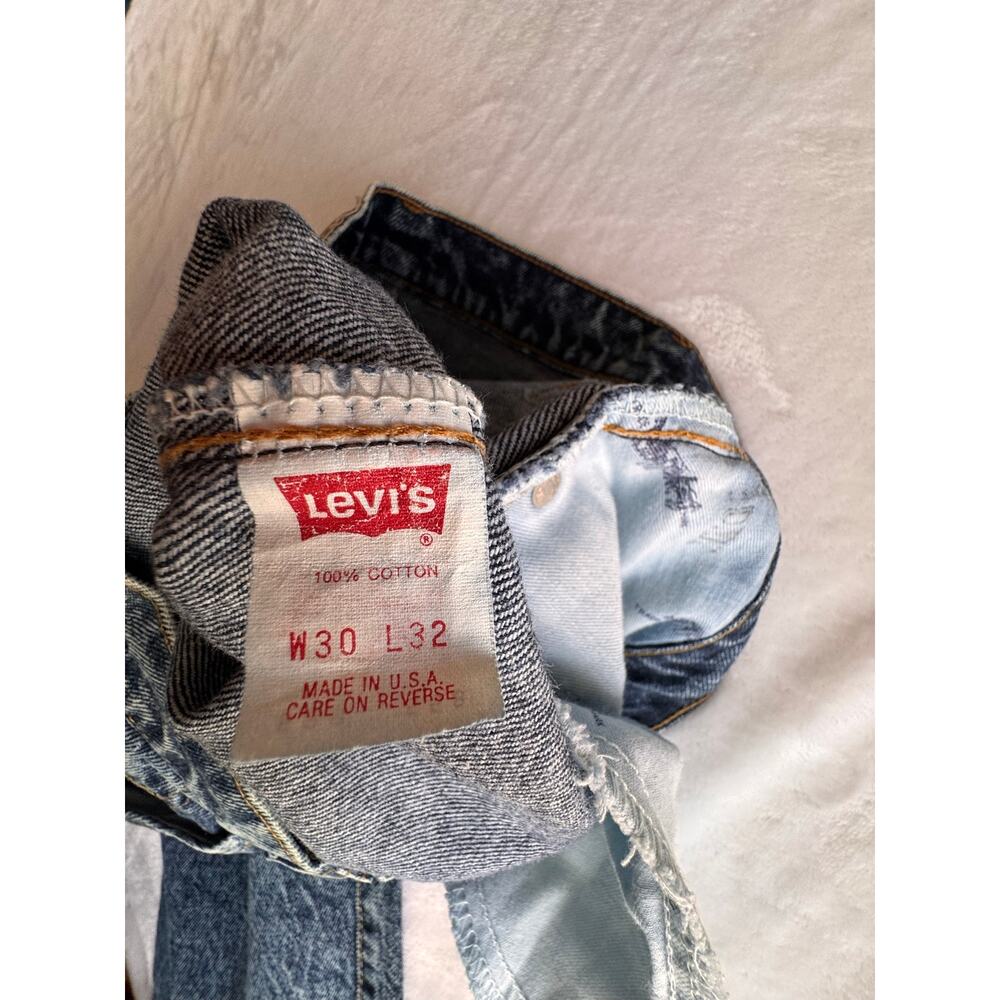 Vintage 80s Levis White Tab Acid Wash Pleated High Waist Jeans Made in USA W30 - Picture 12 of 14